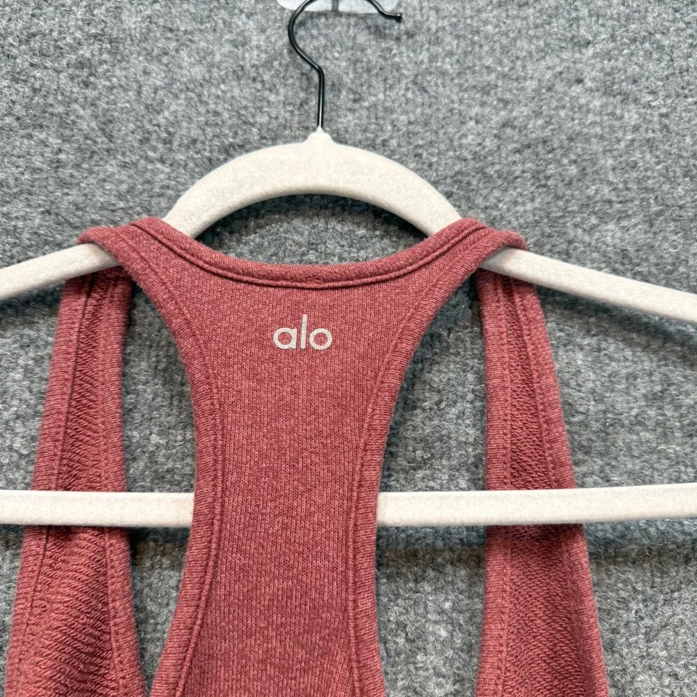 Alo Tank Top Women Medium Red Distressed Burnout Racerback Yoga Gym Shirt